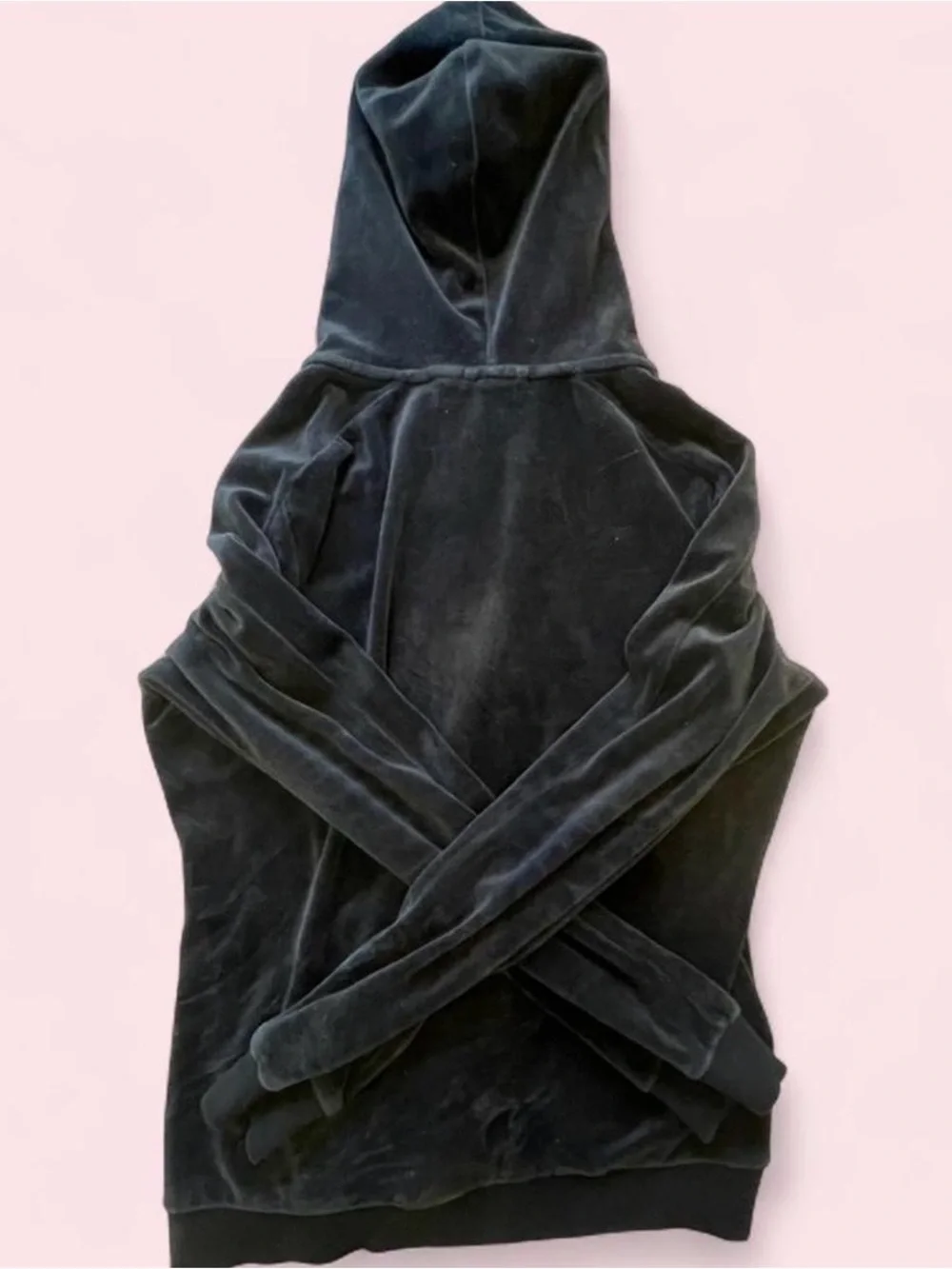 Puma Women’s Black Velour Hoodie with White Logo in size S - Picture 7 of 7